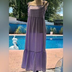 Purple Gingham Maxi Dress